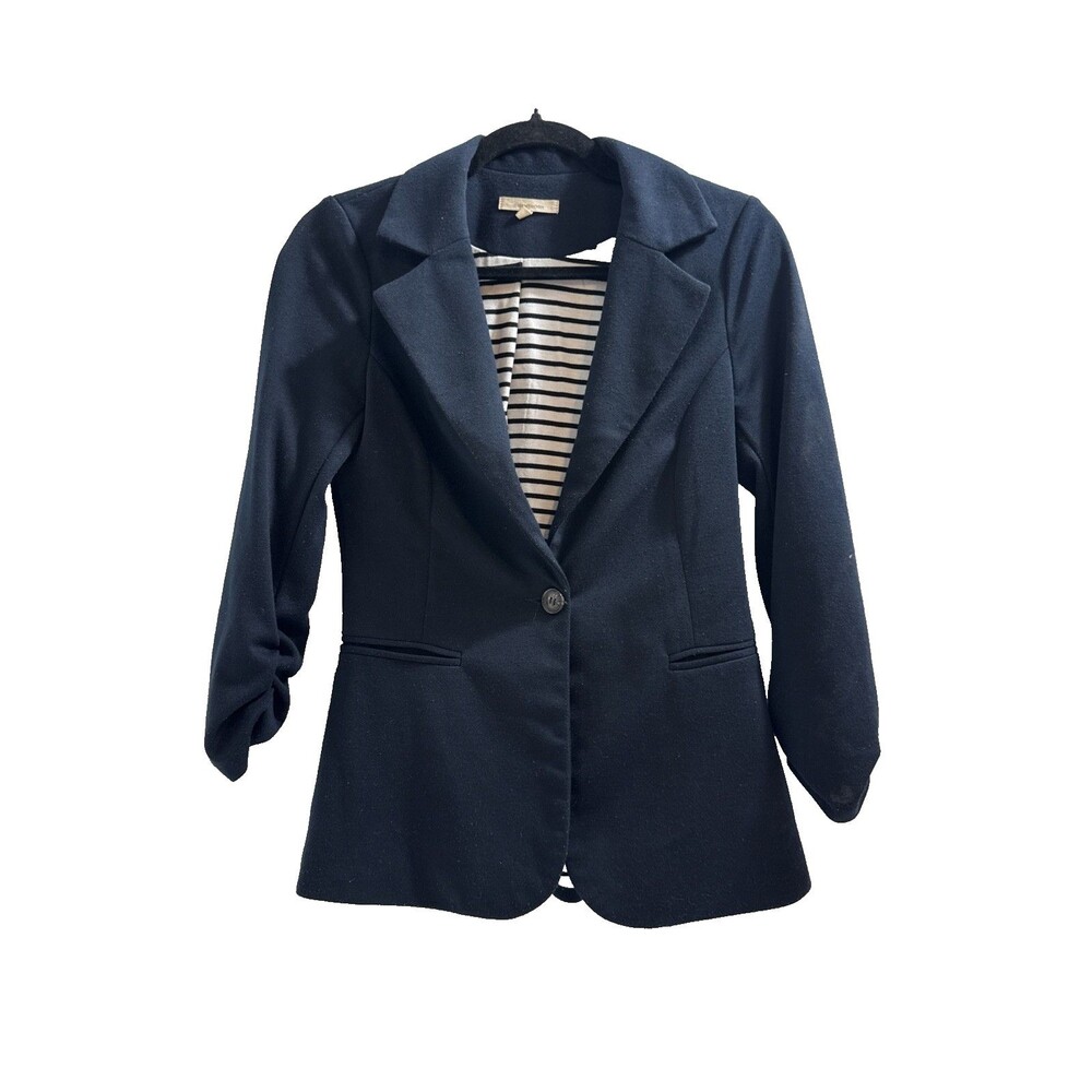 Hawthorn Sports Navy Blue Jacket Women’s Small Lined Button 3/4 Sleeves Coat